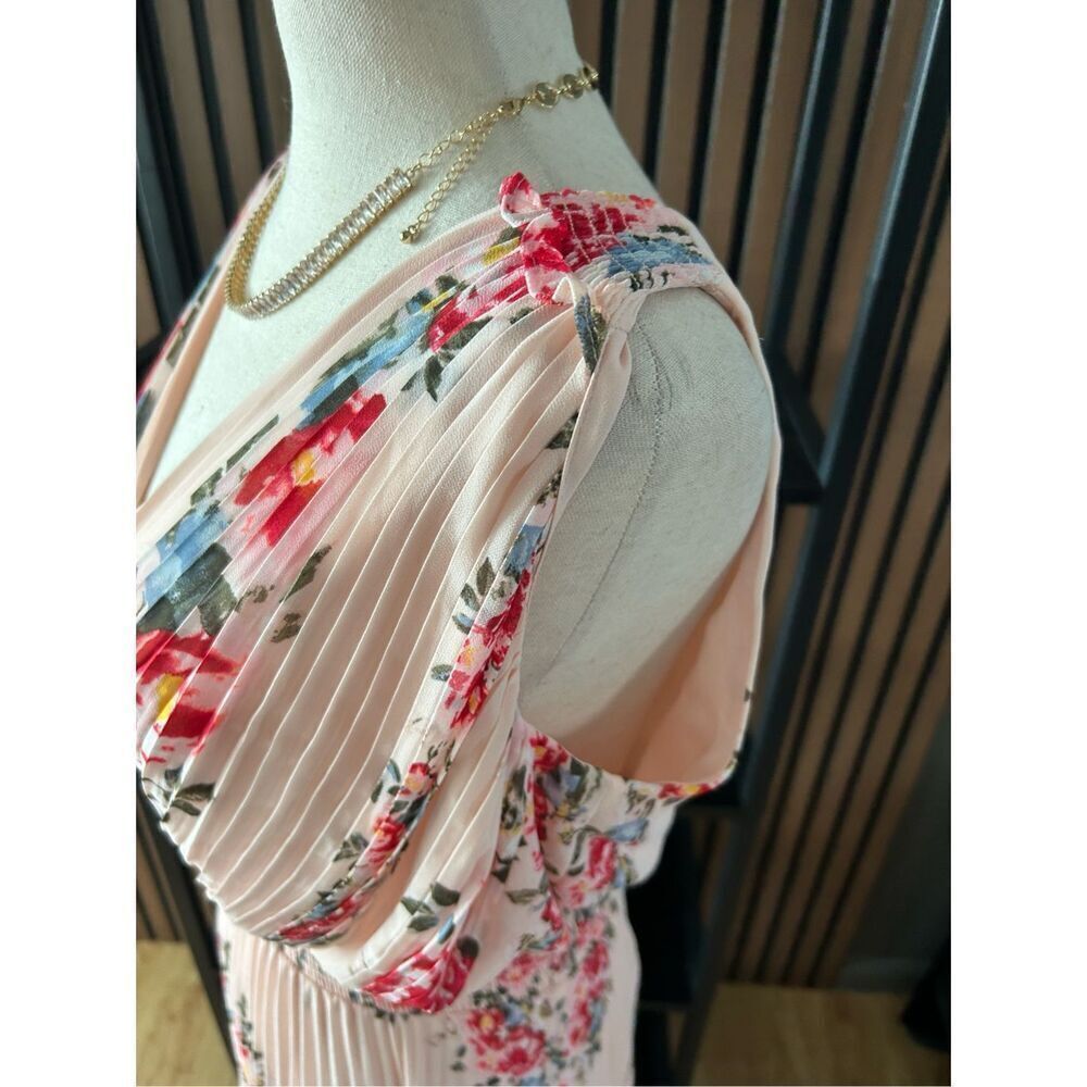 White House black market pink flower summer dress low too high size 0 - Picture 3 of 6